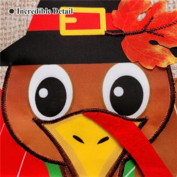 3D Fall Thanksgiving Garden Flag 12.5x18 Inches Double Sided Embroidered - Picture 4 of 6